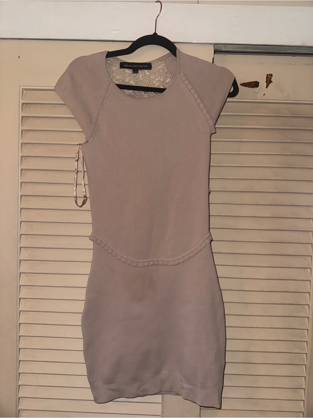 French Connection mauve body con dress with lace back